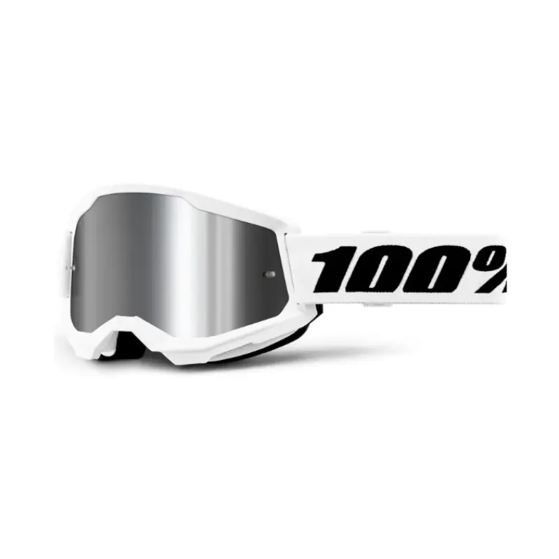 Ochelari motocross 100% STRATA2 WHITE SILVER MIRROR Cel mai bun preț